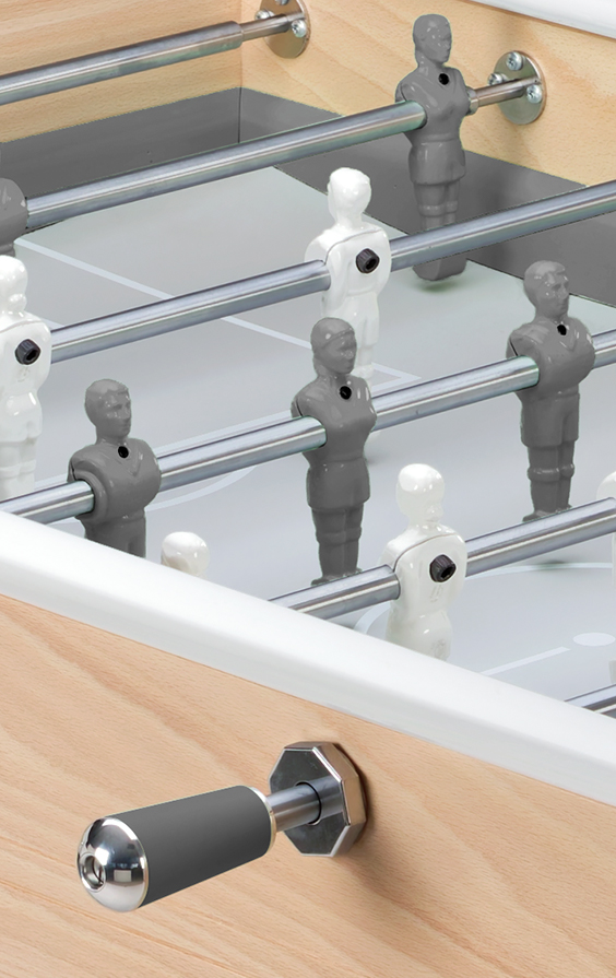 Des petits joueurs de babyfoot Bonzini de la Gamme Couleur Nature