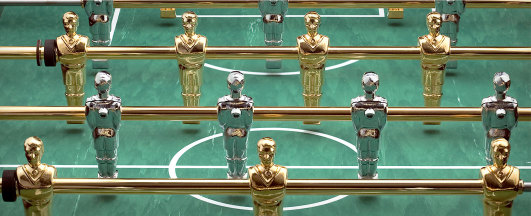 Silver and gold chrome foosball players