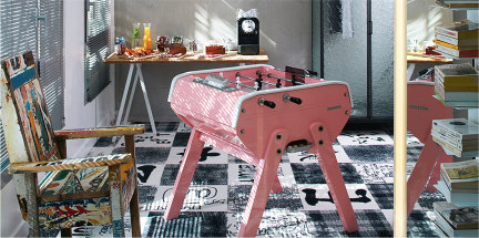 Pink Bonzini mini football table for a Mama Shelter hotel in Marseille