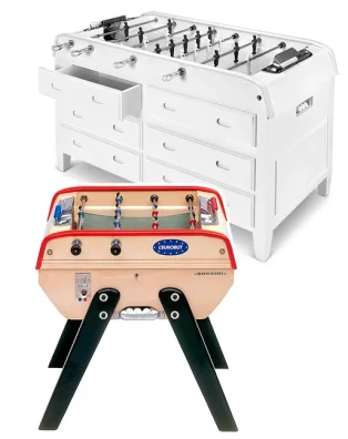 2-rod table football and chest of drawers